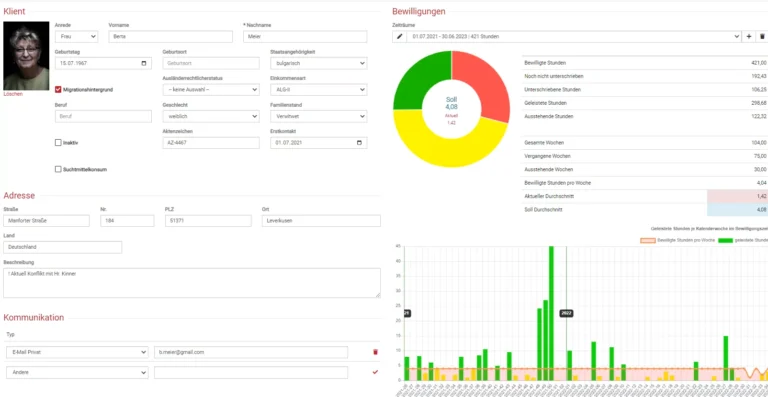 Die digitale Klient:innenakte in BEWO-online visualisiert