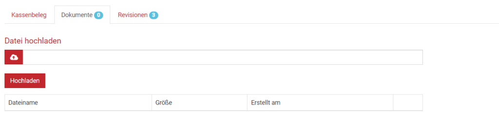 Ein Dokument in einem Kassenbeleg in BEWO-Online hochladen