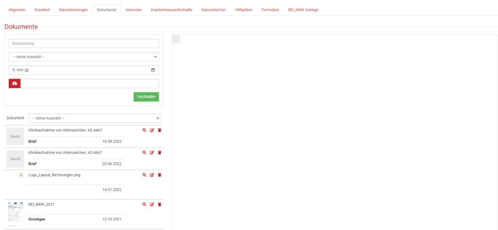 Dokumentenmanagement in BEWO-Online mit Filterfunktionen