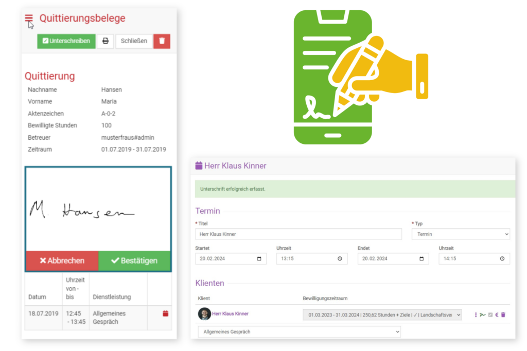 Digitale Signatur und Terminplanung in somedo.