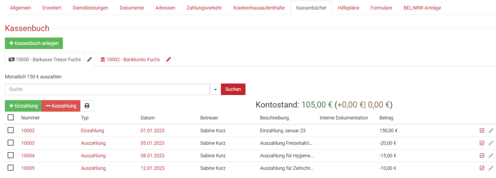 Budgetverwaltung mit den Kassenbüchern in somedo im Überblick behalten