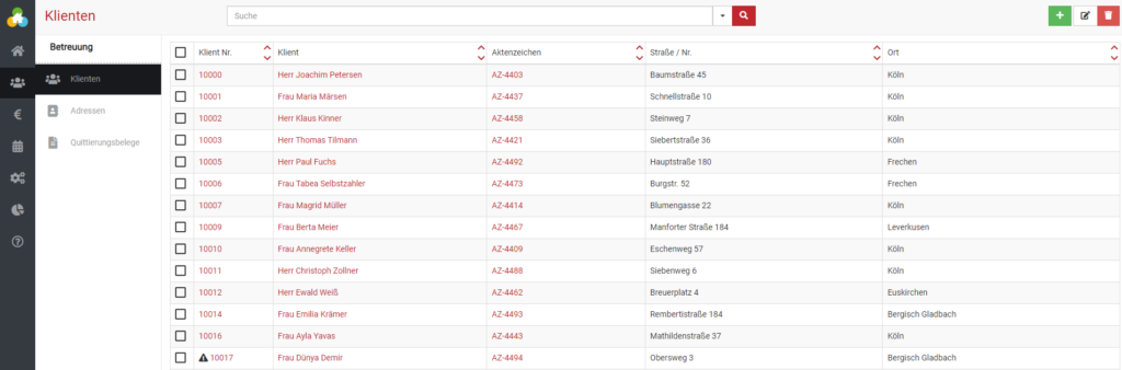 Klient:innen in somedo filtern und suchen