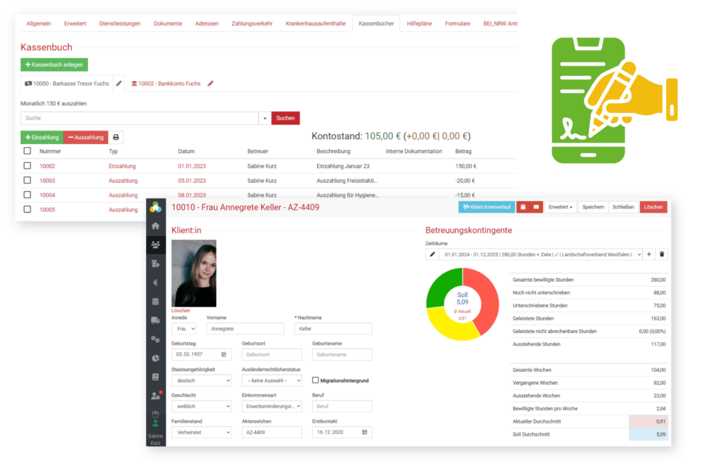 Digitale Klient:innenakte und Kassenbuch somedo