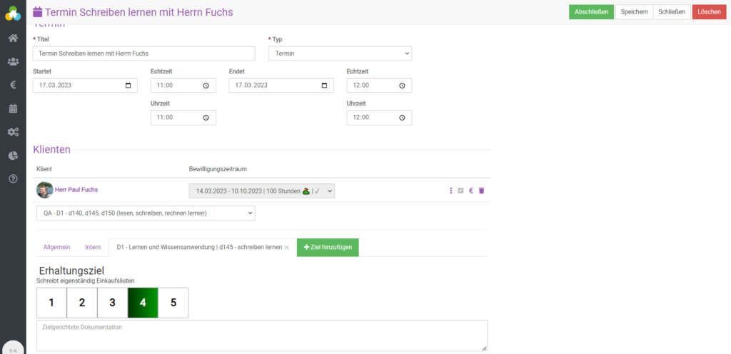Zielgerichtete Dokumentation mit Bewertung in somedo