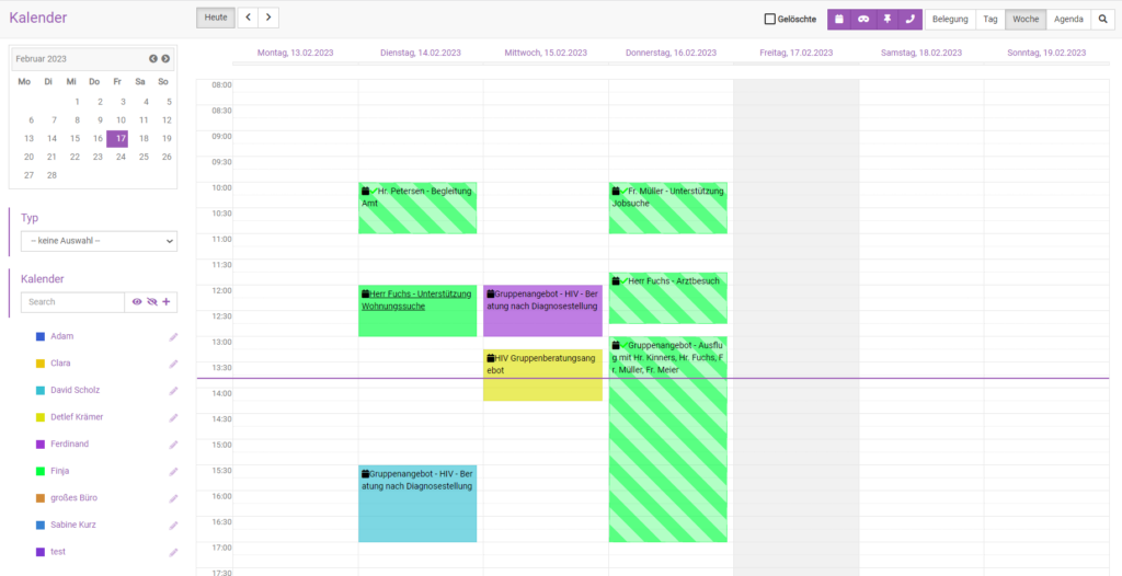Die Terminkalender Übersicht in somedo